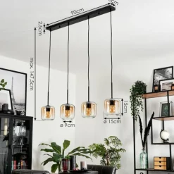 hofstein Suspension Verre 15 cm Lauden Ambre, Clair, 4 lumières