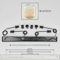 hofstein Suspension Verre 15 cm Lauden Ambre, Clair, 4 lumières
