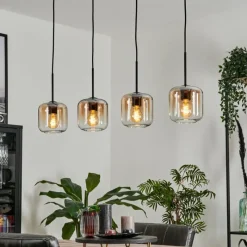 hofstein Suspension Verre 15 cm Lauden Ambre, Clair, 4 lumières