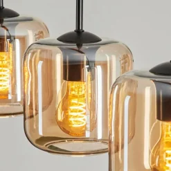 hofstein Suspension Verre 15 cm Lauden Ambre, 4 lumières