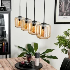 hofstein Suspension Verre 15 cm Lauden Ambre, 4 lumières