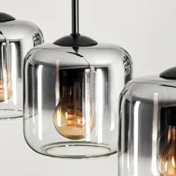 hofstein Suspension Verre 15 cm Lauden Chrome, Clair, Fumé, 4 lumières