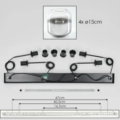 hofstein Suspension Verre 15 cm Lauden Chrome, Clair, Fumé, 4 lumières