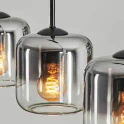 hofstein Suspension Verre 15 cm Lauden Chrome, Clair, Fumé, 4 lumières