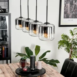 hofstein Suspension Verre 15 cm Lauden Chrome, Clair, Fumé, 4 lumières