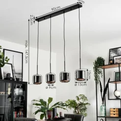 Suspension Verre Fumé-hofstein Suspension Verre 15 cm Lauden Chrome, Fumé, 4 lumières