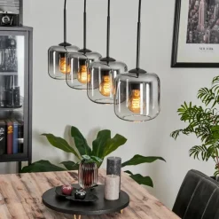 hofstein Suspension Verre 15 cm Lauden Clair, Fumé, 4 lumières