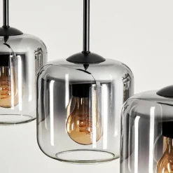 hofstein Suspension Verre 15 cm Lauden Clair, Fumé, 4 lumières