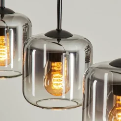 hofstein Suspension Verre 15 cm Lauden Clair, Fumé, 4 lumières