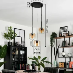 hofstein Suspension Verre 15 cm Lauden Ambre, Clair, 3 lumières