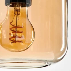 hofstein Suspension Verre 15 cm Lauden Ambre, 3 lumières