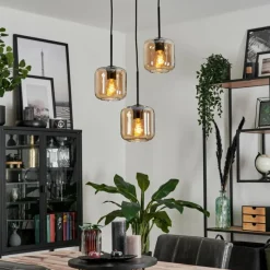 hofstein Suspension Verre 15 cm Lauden Ambre, 3 lumières