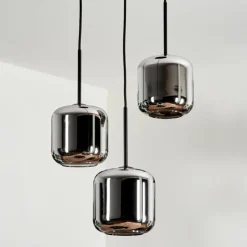 hofstein Suspension Verre 15 cm Lauden Chrome, Fumé, 3 lumières