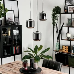 hofstein Suspension Verre 15 cm Lauden Chrome, Fumé, 3 lumières