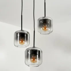 hofstein Suspension Verre 15 cm Lauden Clair, Fumé, 3 lumières
