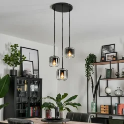 hofstein Suspension Verre 15 cm Lauden Clair, Fumé, 3 lumières