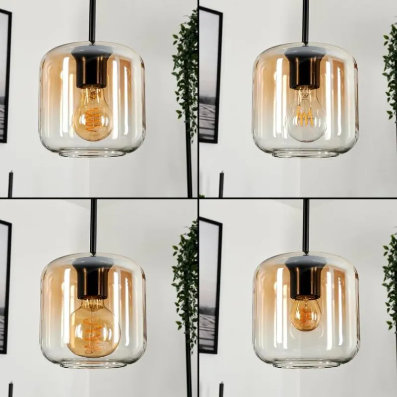 hofstein Suspension Verre 15 cm Lauden Ambre, Clair, 5 lumières