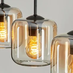 hofstein Suspension Verre 15 cm Lauden Ambre, Clair, 5 lumières