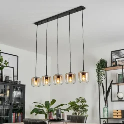 hofstein Suspension Verre 15 cm Lauden Ambre, Clair, 5 lumières