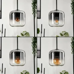 hofstein Suspension Verre 15 cm Lauden Clair, Fumé, 5 lumières