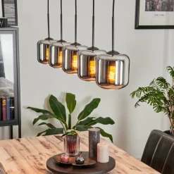 hofstein Suspension Verre 15 cm Lauden Chrome, Fumé, 5 lumières