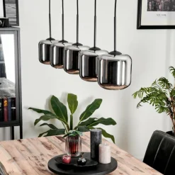 hofstein Suspension Verre 15 cm Lauden Chrome, Fumé, 5 lumières