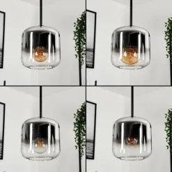 hofstein Suspension Verre 15 cm Lauden Chrome, Clair, Fumé, 5 lumières