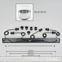 hofstein Suspension Verre 15 cm Lauden Chrome, Clair, Fumé, 5 lumières