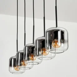 hofstein Suspension Verre 15 cm Lauden Chrome, Clair, Fumé, 5 lumières