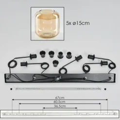 hofstein Suspension Verre 15 cm Lauden Ambre, 5 lumières