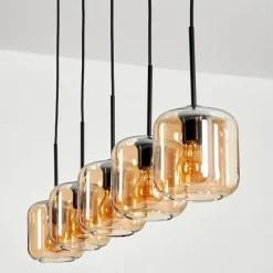 hofstein Suspension Verre 15 cm Lauden Ambre, 5 lumières