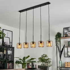 hofstein Suspension Verre 15 cm Lauden Ambre, 5 lumières