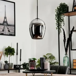 hofstein Suspension Verre 20 cm Vevino Chrome, Fumé, 1 lumière