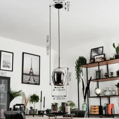 hofstein Suspension Verre 20 cm Vevino Chrome, Fumé, 1 lumière