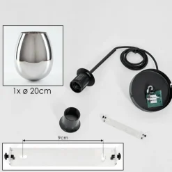 hofstein Suspension Verre 20 cm Vevino Chrome, Fumé, 1 lumière