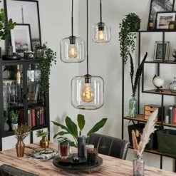 hofstein Suspension Verre 25cm, 20cm, 15cm Lauden Clair, 3 lumières