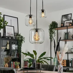hofstein Suspension Verre 25cm, 20cm, 15cm Lauden Clair, 3 lumières