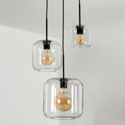 hofstein Suspension Verre 25cm, 20cm, 15cm Lauden Clair, 3 lumières