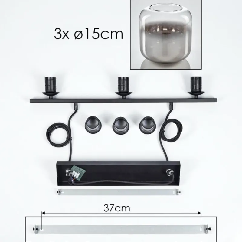 Suspension Verre Fumé-hofstein Suspension Verre 15cm Lauden Fumé, 3 lumières