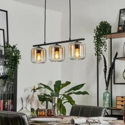 hofstein Suspension Verre 15cm Lauden Ambre, Clair, 3 lumières