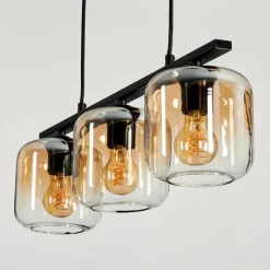 hofstein Suspension Verre 15cm Lauden Ambre, Clair, 3 lumières