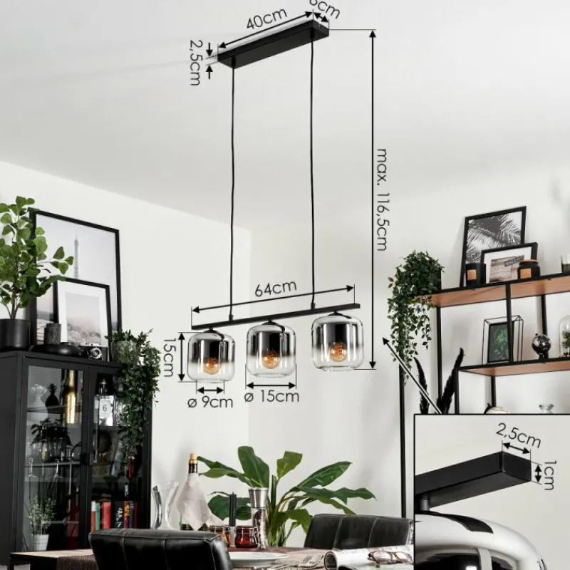 Suspension Verre Fumé-hofstein Suspension Verre 15cm Lauden Fumé, 3 lumières