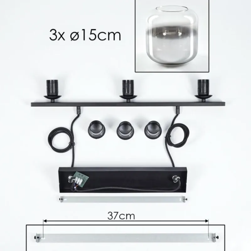 Suspension Verre Fumé-hofstein Suspension Verre 15cm Lauden Fumé, 3 lumières