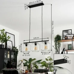 hofstein Suspension Verre 20cm Lauden Clair, 3 lumières