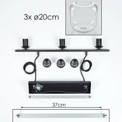 hofstein Suspension Verre 20cm Lauden Clair, 3 lumières