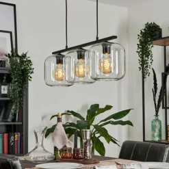 hofstein Suspension Verre 20cm Lauden Clair, 3 lumières