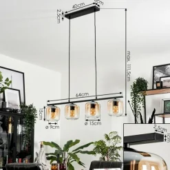 hofstein Suspension Verre 15cm Lauden Clair, 4 lumières