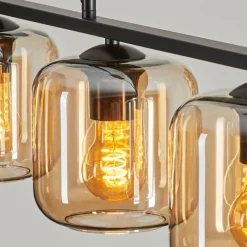 hofstein Suspension Verre 15cm Lauden Ambre, 4 lumières