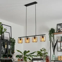 hofstein Suspension Verre 15cm Lauden Ambre, 4 lumières