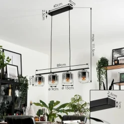 hofstein Suspension Verre 15cm Lauden Clair, Fumé, 4 lumières